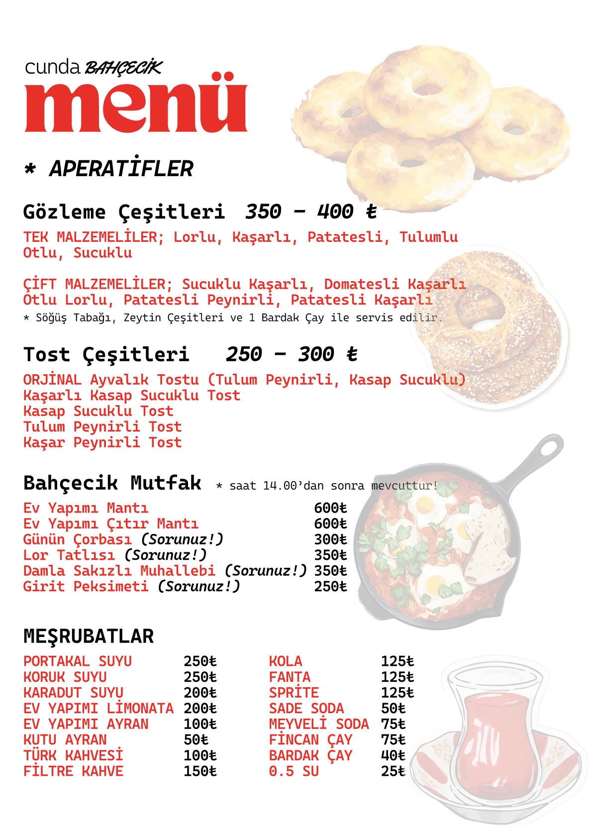 Cunda Bahçecik Menü